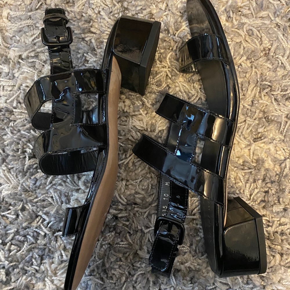 Stuart Weitzman patent leather sandals heels